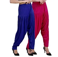 Casuals Women's Viscose Patiala Pants Combo Pack Of 2 (RoyalBlue and Deep Rani ; L)-thumb1