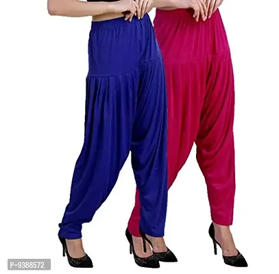 Casuals Women's Viscose Patiala Pants Combo Pack Of 2 (RoyalBlue and Deep Rani ; L)-thumb2