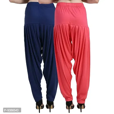 Casuals Women's Viscose Patiyala/Patiala Pants Combo 2 (Navy Blue and Multi-Coloured)-thumb3