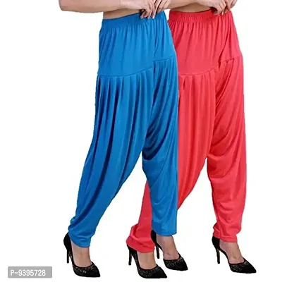 Casuals Women's Viscose Patiala Pants Combo Pack Of 2 (Multicolored)-thumb2