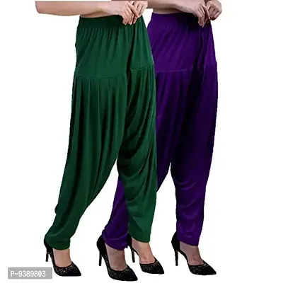 Casuals Women's Viscose Patiala Pants Combo Pack Of 2 (Multicolored)-thumb2