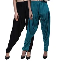 Casuals Women's Viscose Patiyala/Patiala Pants Combo 2(Black and Multi-Coloured)-thumb1