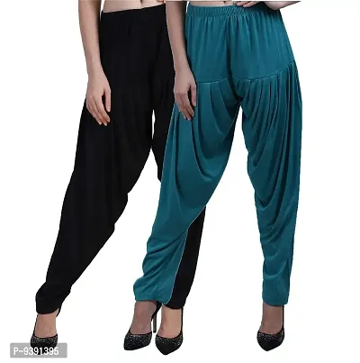 Casuals Women's Viscose Patiyala/Patiala Pants Combo 2(Black and Multi-Coloured)-thumb2