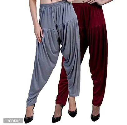 Casuals Women's Viscose Patiala Pants Combo Pack Of 2 (Multicolored)-thumb3