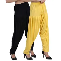 Casuals Women's Viscose Patiyala/Patiala Pants Combo Pack Of 2(Black and Yellow; XXX-Large)-thumb2