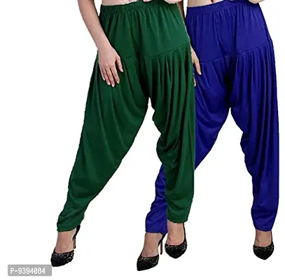 Casuals Women's Viscose Patiala Pants Combo Pack Of 2 (DarkGreen and Royal Blue ; XL)-thumb3