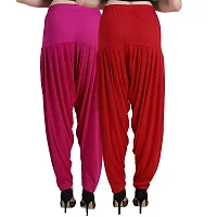 Casuals Women's Viscose Patiyala/Patiala Pants Combo 2(Deep Rani and Tomato Red; XX-Large)-thumb2