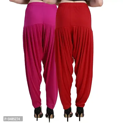 Casuals Women's Viscose Patiyala/Patiala Pants Combo 2(Deep Rani and Tomato Red; XX-Large)-thumb3