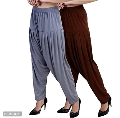 Casuals Women's Viscose Patiala Pants Combo Pack Of 2 (SteelGrey and Coffy Brown ; 2XL)