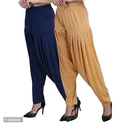 Casuals Women's Viscose Patiyala/Patiala Pants Combo 2(Navy Blue and Dark Skin; X-Large)