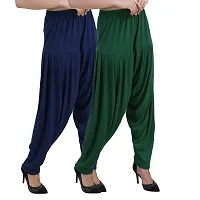 Casuals Women's Viscose Patiyala/Patiala Pants Combo 2 (Navy Blue and Multi-Coloured)-thumb1