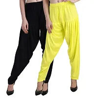 Casuals Women's Viscose Patiyala/Patiala Pants Combo 2 2 (Black and Lemon Yellow; X-Large)-thumb1