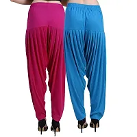 Casuals Women's Viscose Patiyala/Patiala Pants Combo 2(Deep Rani and Turquoiese Blue; X-Large)-thumb2