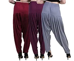 Casuals Women's Viscose Patiala/Patiyala Pants Combo Pack of 3 (Multicolored)-thumb3