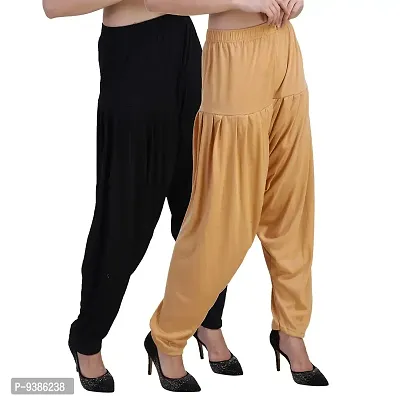 Casuals Women's Viscose Patiyala/Patiala Pants Combo 2(Black and Multi-Coloured)-thumb3