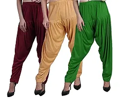 Casuals Women's Viscose Patiala/Patiyala Pants Combo Pack Of 3 (Multicolored)-thumb2