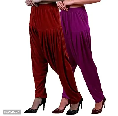 Casuals Women's Viscose Patiala Pants Combo Pack Of 2 (RedMaroon and M.Rose ; 3XL)