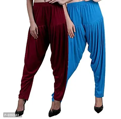 Casuals Women's Viscose Patiala Pants Combo Pack Of 2 (Multicolored)-thumb3