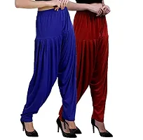 Casuals Women's Viscose Patiala Pants Combo Pack Of 2 (RoyalBlue and Red Maroon ; XL)-thumb1