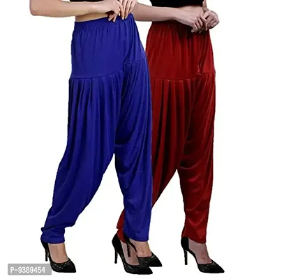 Casuals Women's Viscose Patiala Pants Combo Pack Of 2 (RoyalBlue and Red Maroon ; XL)-thumb2