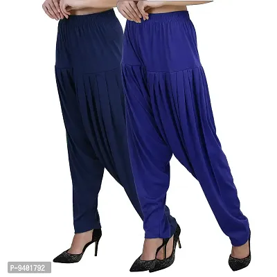 Casuals Women's Viscose Patiyala/Patiala Pants Combo 2(Navy Blue and Royal Blue; X-Large)