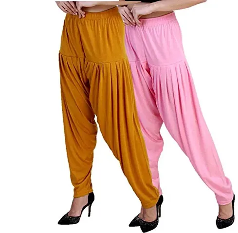 Casuals Women's Viscose Patiala Pants Combo Pack Of 2 (Multicolored)