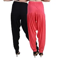 Casuals Women's Viscose Patiyala/Patiala Pants Combo Pack Of 2(Black and Dark Pink; X-Large)-thumb3