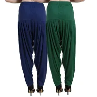 Casuals Women's Viscose Patiyala/Patiala Pants Combo 2 (Navy Blue and Multi-Coloured)-thumb2