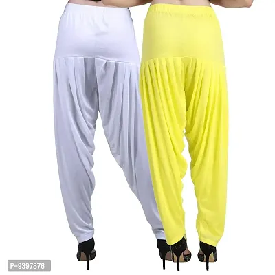 Casuals Women's Viscose Patiyala/Patiala Pants Combo 2 (White and Lemon Yellow; X-Large)-thumb4