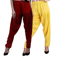 Casuals Women's Viscose Patiala Pants Combo Pack Of 2 (RedMaroon and Yellow ; 3XL)-thumb2