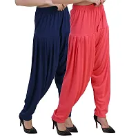 Casuals Women's Viscose Patiyala/Patiala Pants Combo 2 (Navy Blue and Multi-Coloured)-thumb1