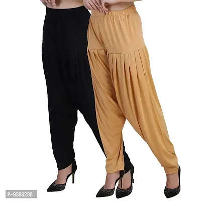 Casuals Women's Viscose Patiyala/Patiala Pants Combo 2(Black and Multi-Coloured)-thumb0