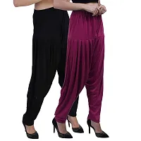 Casuals Women's Viscose Patiyala/Patiala Pants Combo 2(Black and Multi-Coloured)-thumb2