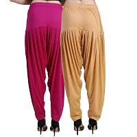 Casuals Women's Viscose Patiala Pants Pack Of 2(Deep Rani and Dark skin; 4XL)-thumb2