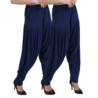 Casuals Women's Viscose Patiyala/Patiala Pants Combo 2 (Navy Blue and Multi-Coloured)-thumb1