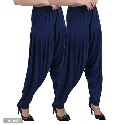 Casuals Women's Viscose Patiyala/Patiala Pants Combo 2 (Navy Blue and Multi-Coloured)-thumb2