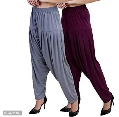 Casuals Women's Viscose Patiala Pants Combo Pack Of 2 (Multicolored)-thumb0