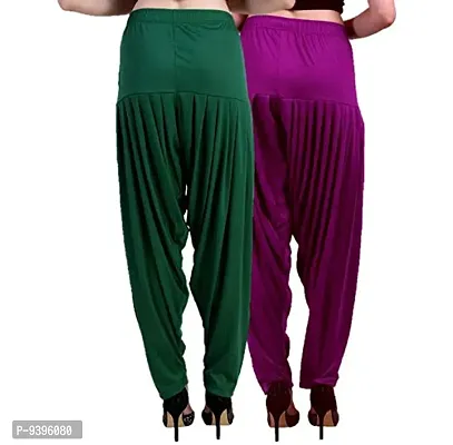 Casuals Women's Viscose Patiala Pants Combo Pack Of 2 (DarkGreen and M.Rose ; L)-thumb4