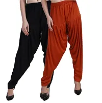 Casuals Women's Viscose Patiyala/Patiala Pants Combo 2(Black and Rust; Large)-thumb1