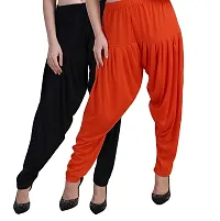 Casuals Women's Viscose Patiyala/Patiala Pants Combo 2(Black and Multi-Coloured)-thumb1