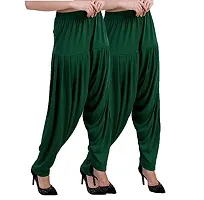 Casuals Women's Viscose Patiala Pants Combo Pack Of 2 (DarkGreen and Pakistan Green ; XL)-thumb1