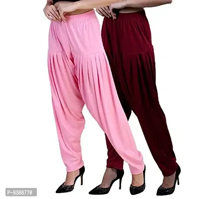 Casuals Women's Viscose Patiala Pants Combo Pack Of 2 (Multicolored)