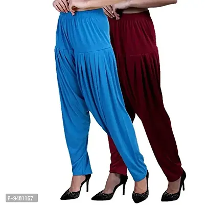 Casuals Women's Viscose Patiala Pants Combo Pack Of 2(Multicolored)