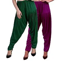 Casuals Women's Viscose Patiala Pants Combo Pack Of 2 (DarkGreen and M.Rose ; L)-thumb2