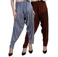 Casuals Women's Viscose Patiala Pants Combo Pack Of 2 (SteelGrey and Coffy Brown ; 2XL)-thumb2