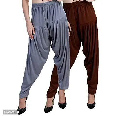 Casuals Women's Viscose Patiala Pants Combo Pack Of 2 (SteelGrey and Coffy Brown ; 2XL)-thumb3