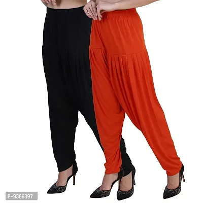 Casuals Women's Viscose Patiyala/Patiala Pants Combo 2(Black and Multi-Coloured)-thumb0