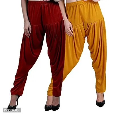 Casuals Women's Viscose Patiala Pants Combo Pack Of 2 (Multicolored)-thumb3