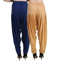 Casuals Women's Viscose Patiyala/Patiala Pants Combo 2(Navy Blue and Dark Skin; X-Large)-thumb2