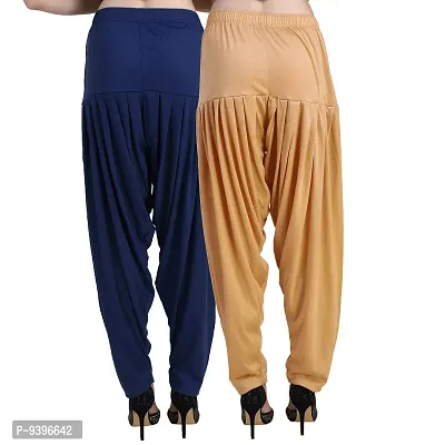Casuals Women's Viscose Patiyala/Patiala Pants Combo 2(Navy Blue and Dark Skin; X-Large)-thumb3